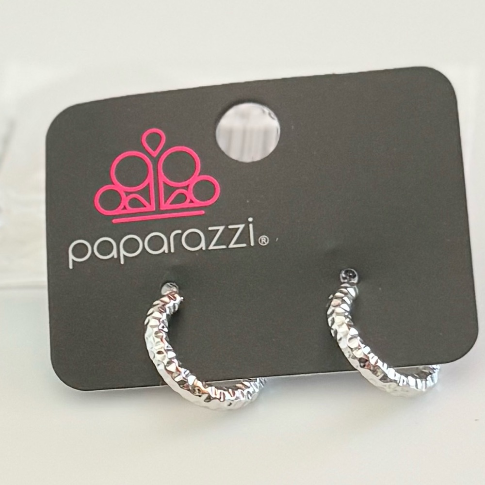 Paparazzi Silver Textured Hoop Earrings